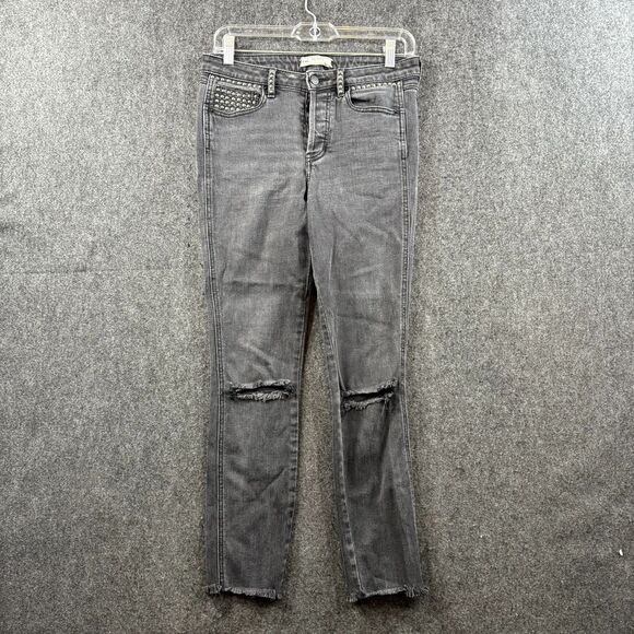 Free People Jeans Women's 28 Black Studded Skinny Destroyed - Picture 1 of 9